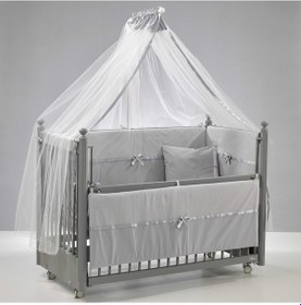 Resim Meltem Kids Mondo Sallanır Ahşap Anne Yanı Beşik - 60x120 CM (Gri-Gri) Gri 