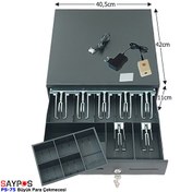Resim Saypos PS75 Para Çekmecesi 7 Banknot Gözlü Açma Buton ve Adaptörlü Anahtardan Açılır 40.5x42x11 CM 