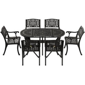 Resim İstanbul Oval Masa 6 Lı Cunda Sandalye Siyah 