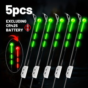 Resim 5 adet Balıkçılık Yem Göstergesi Işıkları - Yeşilten Kırmızı Değişim, Pil ile Çalışır (Piller Dahil Değildir) Tatlısu ve Tuzlu Su Balıkçılığı, Yem Balıkçılığı, Kıyı ve Deniz Çubukları, Dayanıklı ABS Malzeme, Çok Amaçlı Kullanım, Balıkçılık Ekipmanı, Şık Silindirik Tasarım, Yüksek Kaliteli Led'ler, Pil Olmadan 