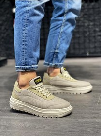 Resim KN Fashion Mp226 Vt Bağcıklı Triko Süet Detaylı Ortopedik Yüksek/kalın Taban Erkek Sneaker Vizon 