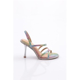 Resim Dgn 2432 Kadin Arkadan Bağlamali Topuklu Abiye Ayakkabi 2432-2219-R8162 