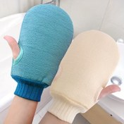 Resim Çift Yeşil Peeling Banyo Eldiveni - İki Taraflı Ovma ve Masaj Eldivenleri Pürüzsüz Açık Bej için, Yumuşak Dayanıklı Malzeme, Hassas Alanlara Nazik, Duş ve Vücut Bakım Temelleri, Hafif Bej Düzleştirici Eldiven | Çift Katmanlı Tasarım | Esnek Banyo Eldiveni 
