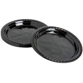 Resim Roll-up Kullan At Renkli Siyah Parti Davet Plastik Tabak - 22 Cm. - 25 Adetlik 10 Paket 