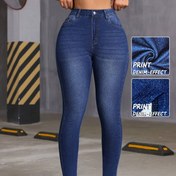 Resim Kadınlar İçin Skinny Jean Görünümlü Pantolon - Esnek, Şeffaf Olmayan, Makinede Yıkanabilir Her Mevsim Dar Tayt - Rahat Kesim, Şık Tasarım, Faux Denim, Moda Tutkunları için Günlük ve Resmi Kıyafetler 