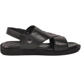 Resim Pierre Cardin Siyah Lastikli Hakiki Deri Günlük Erkek Sandalet PC-7315 M 