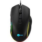 Resim LENOVO LECOO MS140 SİYAH KABLOLU RGB LED 6400DPI 10T MAKRO OYUNCU MOUSE 
