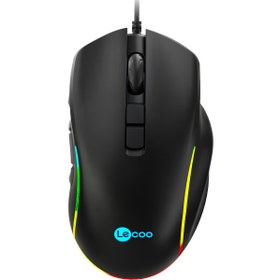 Resim LENOVO LECOO MS140 SİYAH KABLOLU RGB LED 6400DPI 10T MAKRO OYUNCU MOUSE 