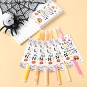 Resim 48 adet Halloween Floresan Çubuk Süs Kartları - Beyaz ve Kabak Desenli, "All I'm Nigh" Tasarımı, Ev ve Parti Süslemeleri için Mükemmel, Halloween Süslemeleri, Festif Kırtasiye, Festif Kartlar, Korku Teması, Karikatür Stili, Festif El Sanatları, En İyi Noel için 