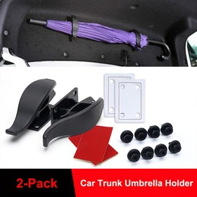 Resim 2 adet Araba Bagajı Şemsiye Tutucu - Dayanıklı ABS Reçine Depolama Kancaları Montaj Braketleri ile, Kırmızı Adaptör Kartı & Siyah Kauçuk Kapaklar Dahil, Tüm Araçlara Uyar 