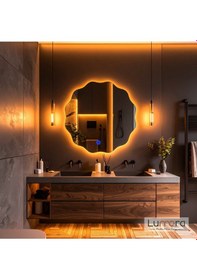 Resim Cirelia Amber Led'li Lazer Kumlamalı Lavabo & Banyo Aynası Dokunmatik Sensörlü 90 X 90 Turuncu 