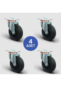 Resim Emes EM01MKR200 Döner Tablalı Plastik Kauçuk Tekerlek 4 Adet 