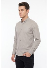 Resim Advante Erkek Spor Slim Fit Uzun Kol Petek Dokulu Gömlek Bgl-st05483 Taş 