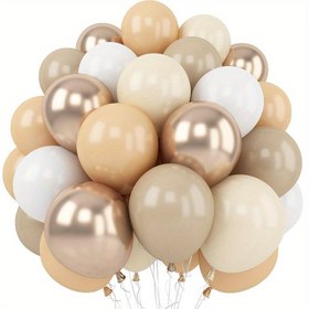 Resim Kum Beyaz Balonlar Seti, 31 adet 25.4cm Bej Bohem Balonlar Metalik Gül Altın Ten Rengi Krem Balonu ile Gelin Duşu Bebek Duşu Doğum Günü Düğün Parti Süslemesi 