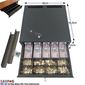Resim Saypos 46x46.5x11 CM Montaj Askılı İçi-Dışı Full Metal 5 Geniş Banknotluk Ekstra Büyük Para Çekmecesi 