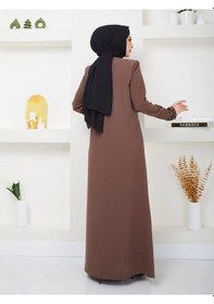 Resim Nevayla Moda Büyük Beden Taş Detaylı Ferace Taba 