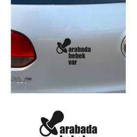 Resim Mıgnatıs Emzik ve Arabada Bebek Var Yazısı Stickerı 16X12CM 