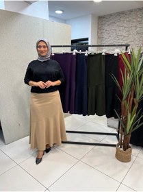 Resim Butik büyük beden Likralı Valonlu Etek 