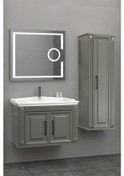 Resim Milano 80 Cm Banyo Dolabi Mercekli Led Ayna - Antrasit (Boy Dolap Hariç) Çok Renkli 