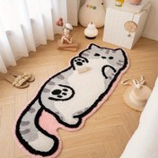 Resim 1 adet Şirin Kedi Şekilli Alan Matı - Yumuşak, Peluş Polyester İplik, Yıkanabilir ve Dayanıklı, Oturma Odası, Yatak Odası veya Ofis Dekoru için İdeal, Mükemmel Tatil Hediyesi, Makinede Yıkanabilir, İç Mekan Kullanımı Sadece, Yatak Odası Dekoru | Oynayıcı Tasarım | Yıkanabilir Mat, Kedi Dekoru 