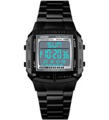 Resim Kangvka Skmeı Erkek Dijital Kol Saati, 2 Zamanlı, 5 Alarm, Geri Sayım, 3atm Su Geçirmez, Paslanmaz Çelik Kayış, Işık Özelliği - Siyah Çok Renkli 