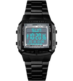 Resim Kangvka Skmeı Erkek Dijital Kol Saati, 2 Zamanlı, 5 Alarm, Geri Sayım, 3atm Su Geçirmez, Paslanmaz Çelik Kayış, Işık Özelliği - Siyah Çok Renkli 