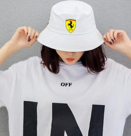 Resim ESC BUTİK Ferrari Bucket Balıkçı Şapka - Beyaz / Standart 