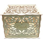 Resim Youmex Evlilik Kartı Kutusu Ahşap Dıy Gelişmiş Desenli Büyük Boy Anahtar Ve 12 Kauçuk Çemberle Montajlı 