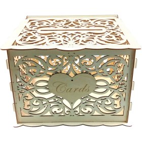 Resim Youmex Evlilik Kartı Kutusu Ahşap Dıy Gelişmiş Desenli Büyük Boy Anahtar Ve 12 Kauçuk Çemberle Montajlı 