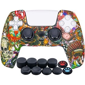 Resim Drucken Silikon Verdickt Hülle Skin Case (Biester) für PS5 Controller x 1 mit Aufsätze Kappen x 10 