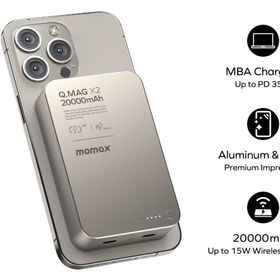 Resim Momax Q.Mag X 5000mAh wireless battery pack (Titanium) 