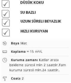 Resim Marshall Tavan Boyası 2.1L=3,5 Kg Mükemmel Beyazlık-Ekstra Örtücülük-Nefes Alabilme-Kolay Uygulama 