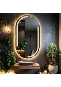 Resim Lunare Günışığı Lazer Kumlamalı Lavabo & Banyo Aynası Dokunmatik Sensörlü 45 X 80 Cm 