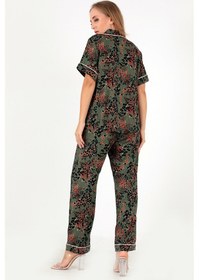 Resim Doremi Desenli Kısa Kollu Kadın Pijama Takım Yeşil-m-l Yeşil 