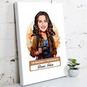 Resim Karikatürlü En Başarılı Kadın Fotoğrafçı Kanvas Tablo 