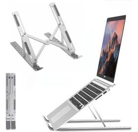 Resim Nacario Metal Laptop Tablet iPad Dizüstü Bilgisayar Standı 7-17.3 Inç Tüm Cihazlar Için 7 Seviye Yükseklik Ayarı Taşınabilir Kaymaz Laptop Yükseltici Havalandırmalı Soğutma Katlanabilir Masaüstü Standı 