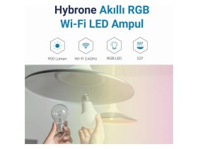 Resim Hybrone LED Rgb Wi-Fi Akıllı Ampul, 16 Milyon Renk, 900 Lümen, E27 Duy, Uygulama ile Uzaktan Kontrol 