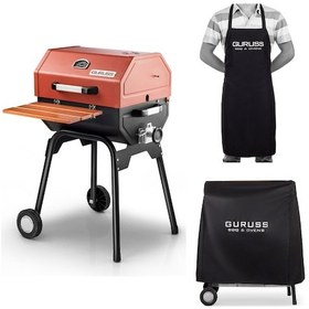 Resim Guruss Cg-050 Kömürlü Barbekü Mangal + Önlük + Kılıf Oksit Kırmızı Model:grs27 
