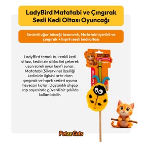 Resim PetzzCats LadyBird Matatabi ve Çıngırak Sesli Kedi Oltası Oyuncağı Mavi/Sarı 42 Cm 