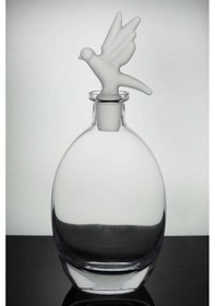 Resim Paşabahçe El İmalatı Kristal Mat Cam Kuş Tıpalı Oval Karaf Şişe 1000 Cc 92147 - Şeffaf 