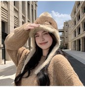 Resim Novahub Kahve Kadın Sonbahar Kış Sıcak Kalın Kulak Koruyucu Şapka Soğuk Kürk Saç Topu Kadife Açık Örgü Sivri Şapka Tatlı Sevimli Beyzbol Şapkası Kahve Kahverengi Kahverengi 