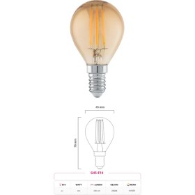 Resim Neo Vista G45 Rustik LED Ampul 4W E14 Duy 2700K Amber Cam Dekoratif Vintage Aydınlatma 