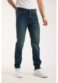 Resim Erkek Pantolon Regular Fit Yeşil Tint Fermuarlı Rahat Giyim Jeans Yeşil Tint 