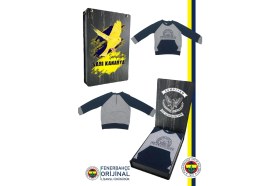 Resim Fenerbahçe Fb Logo Sarı-Lacivert Bebek Sweat Hediyelik Ahşap Kutulu 