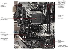 Resim Asrock ASRB450M HDVR4 R4.0 AMD B450 3200+MHz (OC) DDR4 Socket AM4 ATX Anakart 