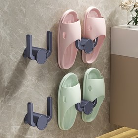 Resim 2 adet/3 adet Plastik Terlik Askısı, Duvara Monte Ayakkabı Depolama Rafı, Kolay Kurulum, Delme Gerektirmez, Terlik Rafı, Banyo ve Tuvalet Depolama için Uygun 