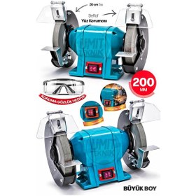 Resim Endüstriyel Büyük Boy Taş Motoru Metaltaşlama,bıçak Satır,çapak Çift Taşlı Bileme Makinesi 200 Mm 