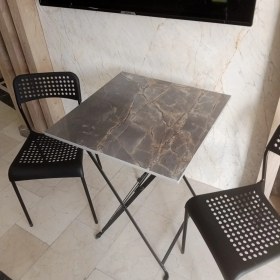 Resim Oasis Stone Versace Gold Porselen Yemek - Bahçe Masası 60 x 60 cm 