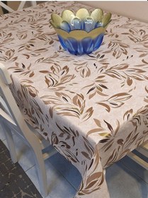 Resim Elyaflı Pvc Muşamba - Desenli Silinebilir Masa Örtüsü Gri-bej 140 X 220 