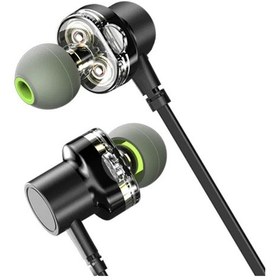 Resim Siyah Awei Z1 Çift Sürücü Kablolu Kulaklık Mic Hifi Stero Bas Ses Kulaklık Spor Kulaklık 3.5mm Jack Kulakiçi Telefonlar Için Mp3 